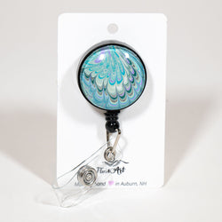 1.25" Fluid Art Badge Reel - Green blue - view 2
