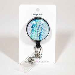1.25" Fluid Art Badge Reel - White Green blue - view 1