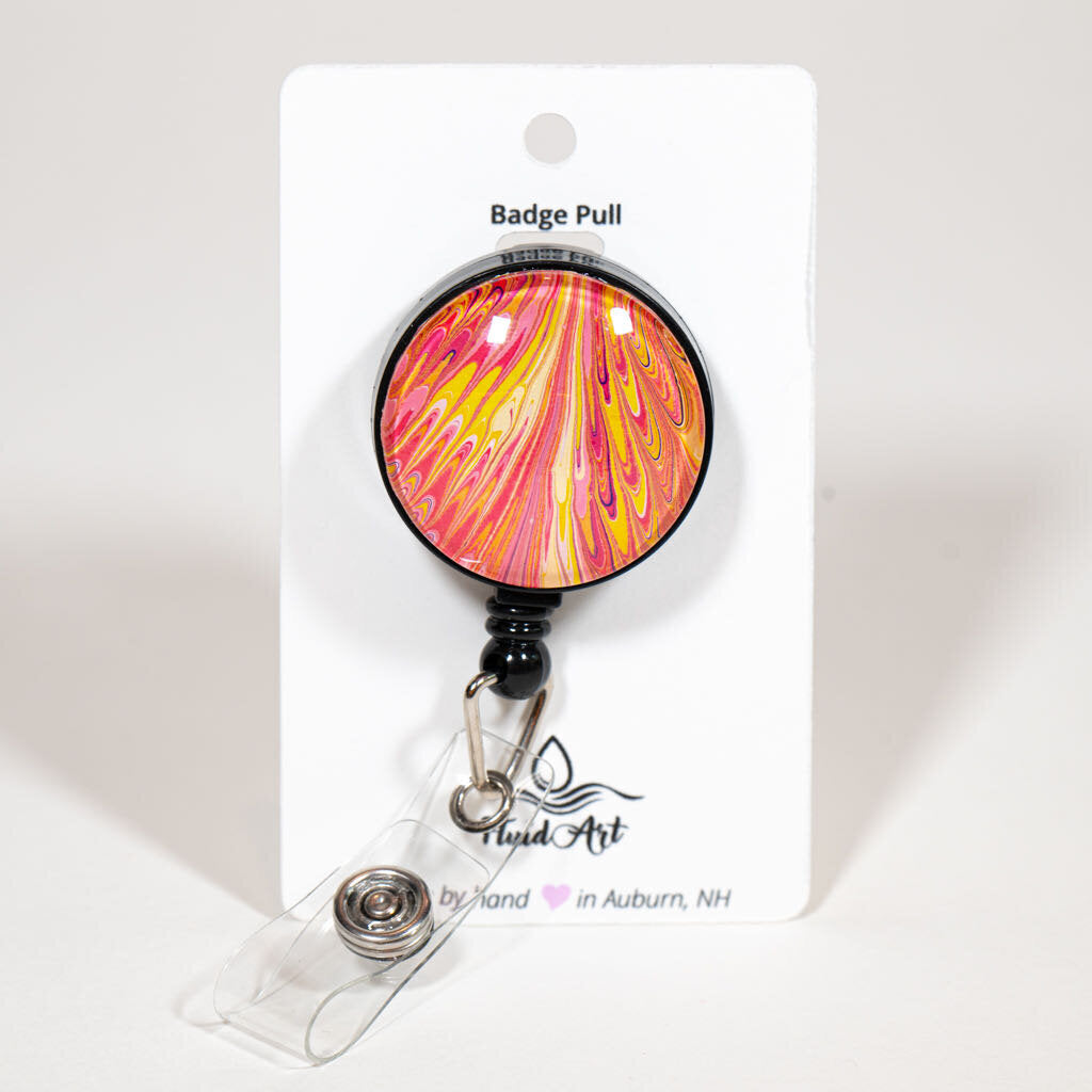 1.25" Fluid Art Badge Reel - pink yellow purple