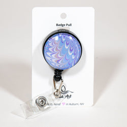 1.25" Fluid Art Badge Reel - purple white blue - view 2