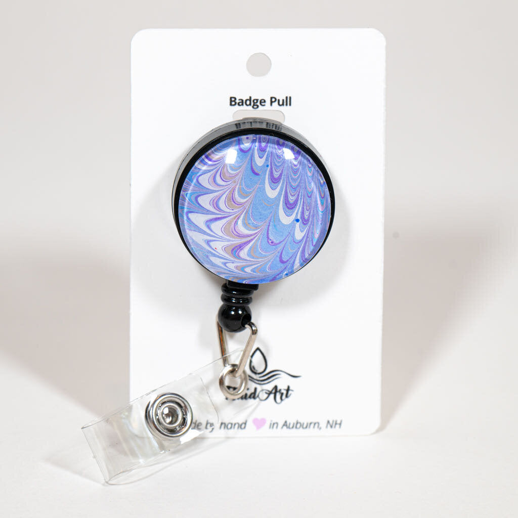 1.25" Fluid Art Badge Reel - purple white blue