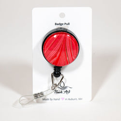 1.25" Fluid Art Badge Reel - red black - view 1