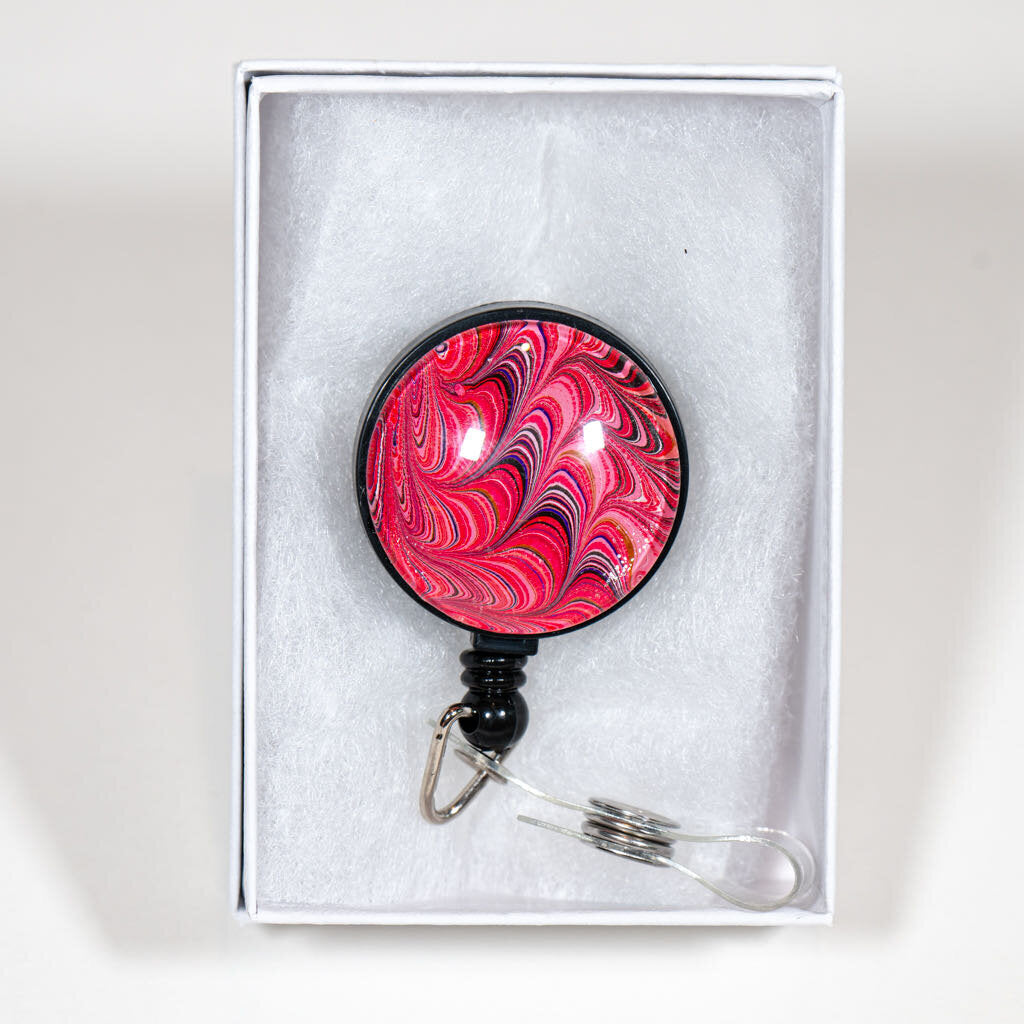 1.25" Badge Reel - Gift Box - red black