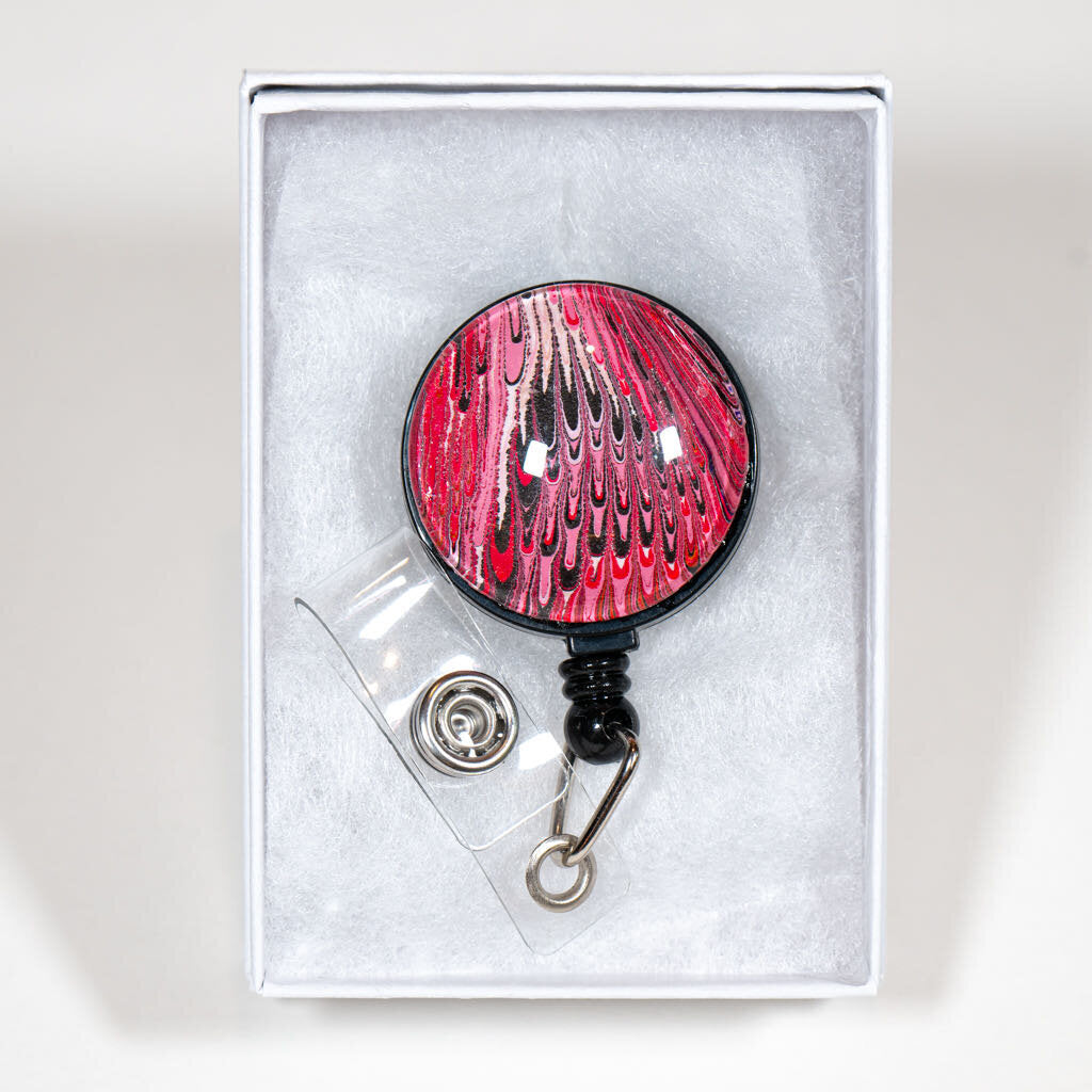 1.25" Badge Reel - Gift Box - red black