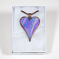 Large Heart Necklace - Gift Box - lavender blue green, Brown chain