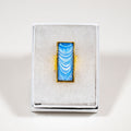 Adjustable Ring large rectangle - Gift Box - 1" Blue and white on Gold