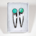 Set of 2 Hair Clips - gift box - dark clip, greens
