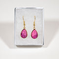 Drop Earrings - Gift Box - red pink black on gold