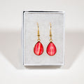 Drop Earrings - Gift Box - red pink on gold