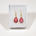 Drop Earrings - Gift Box - pink black on gold