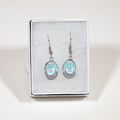 Oval Drop Earrings - teal white gray - on silver