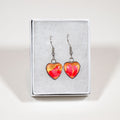 Heart Drop Earrings - red gold - on silver