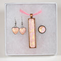 Gift Set - Pendant, Heart earrings, ring - Pink gold