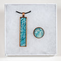 Gift Set - Pendant, Lg ring - Green white blue