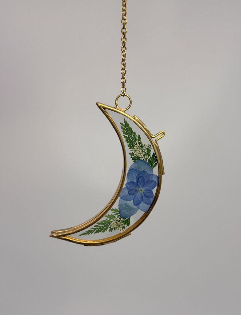4" Moon w/ blue hydrangea