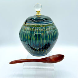 Honey/Tea/Sugar Jar w/spoon- Emerald Rain - view 1