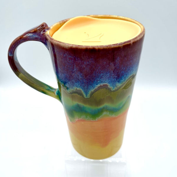 Travel Mug w/Lid- Yellow Rainbow
