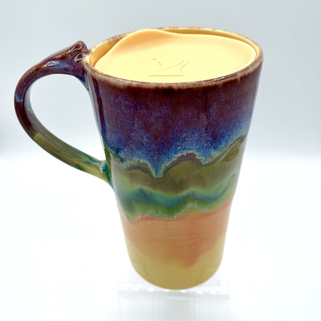 Travel Mug w/Lid- Yellow Rainbow