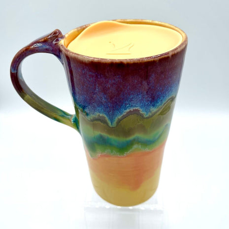 Travel Mug w/Lid- Yellow Rainbow