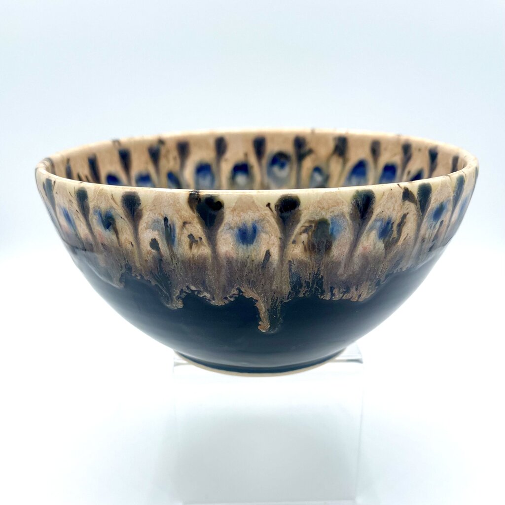 Soup/Cereal Bowl- Obsidian/Cobalt Peacock