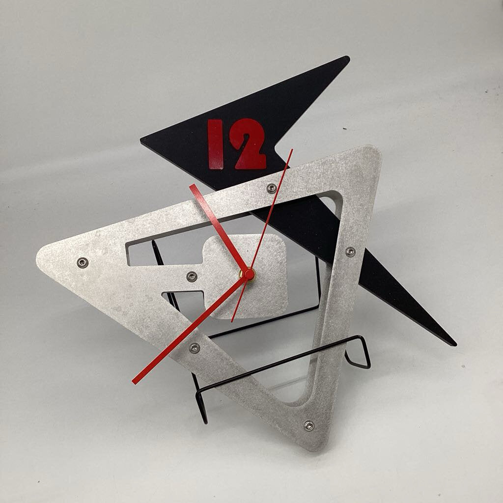 Clock, Style 2, 3D, Aluminum, Black