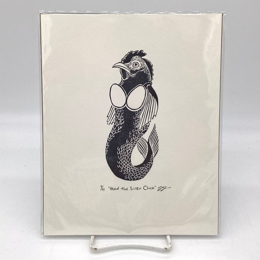 Heed the Siren Cluck - Chicken Mermaid Big Eraser Art Print