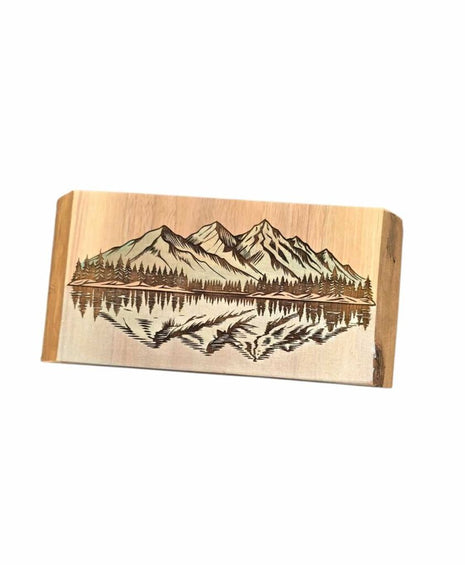 Mountain Reflection on Walnut