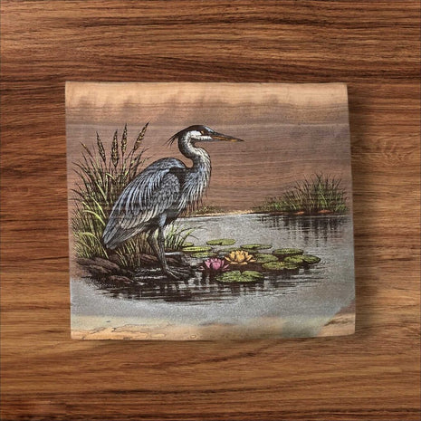 Blue Heron on Walnut