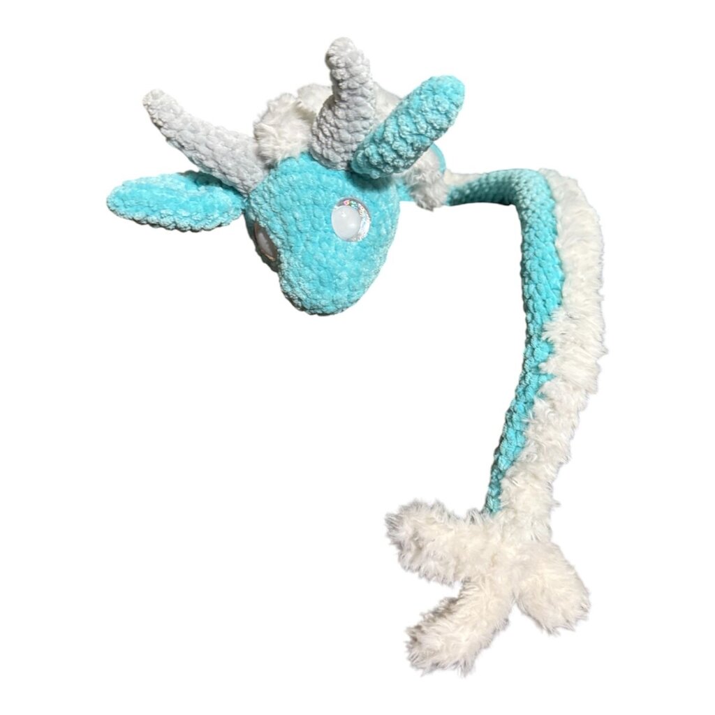 Crocheted long fur dragon plush