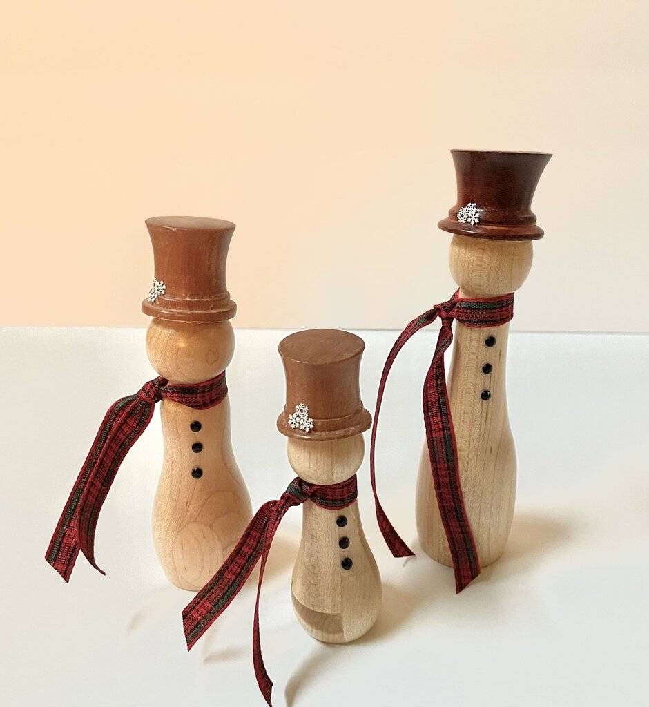 Wood Turned Snowmen