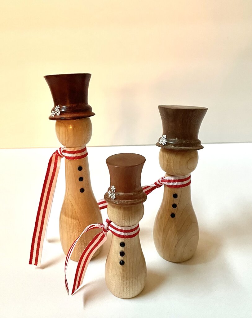 Wood Turned Snowmen