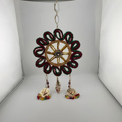 HANGING VTG RAFFIA decotated w/lots of vtg jewelry - view 2