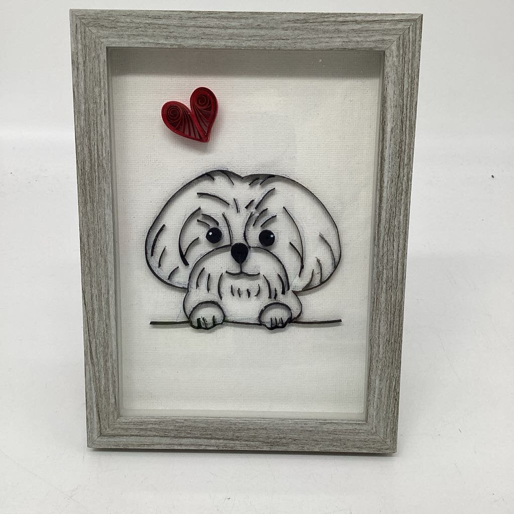 dog outlined with Red Heart