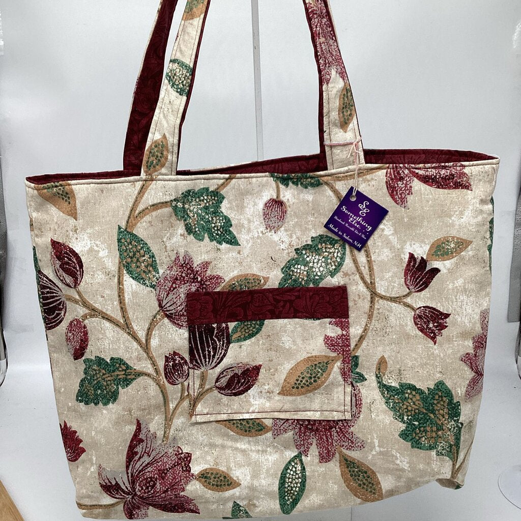Fall leave w/ burgundy reversible tote bag