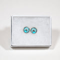 Petite Fluid Art Stud Earrings - gift box - teal and gray on silver