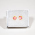 Petite Fluid Art Stud Earrings - gift box - pink on gold