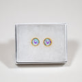 Petite Fluid Art Stud Earrings - gift box - green blue purple on gold