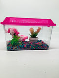 Pink Axolotl Desk Pet with Pink Plant