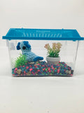 Blue Axolotl Desk Pet with Flat Leaf Plant
