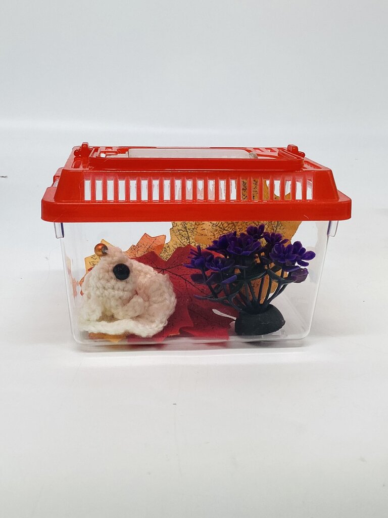 Ghost Dog Desk Pet with Purple Plant