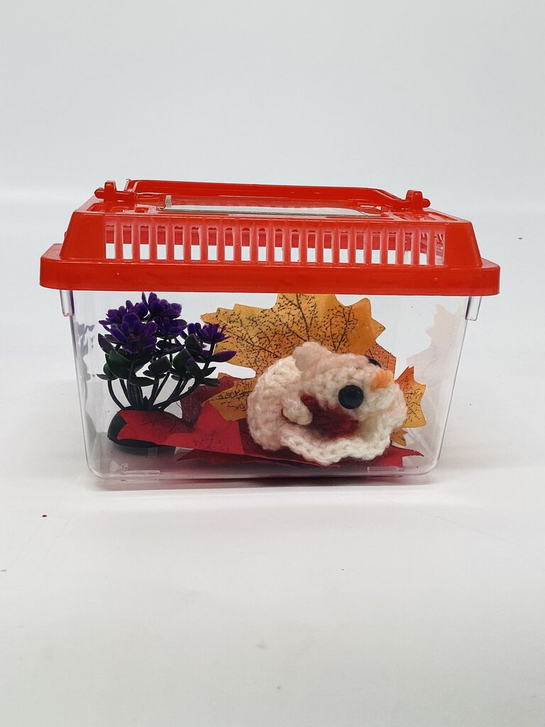 Ghost Dog Desk Pet with Purple Plant