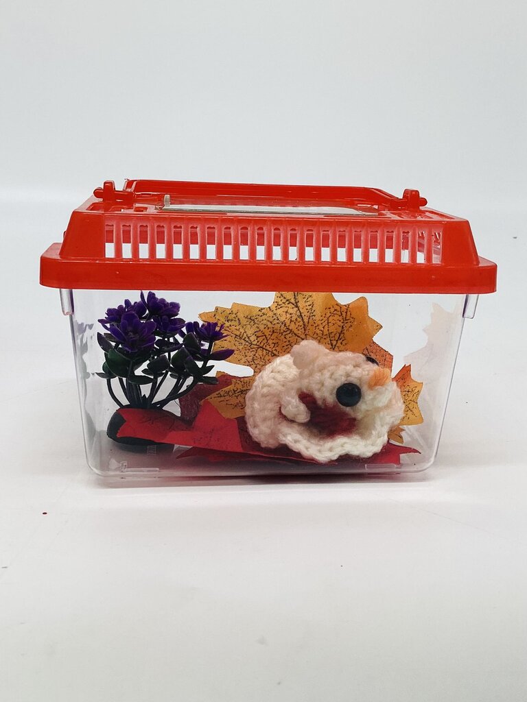 Ghost Dog Desk Pet with Purple Plant