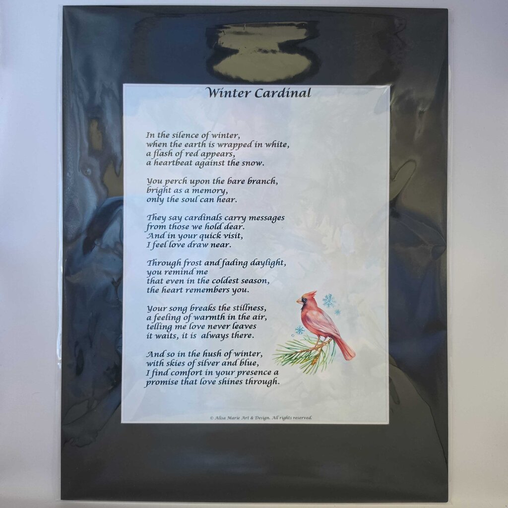 Winter Cardinal Poetry Print