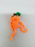 Neon Orange Pumpkin Man with Embroidered Eyes