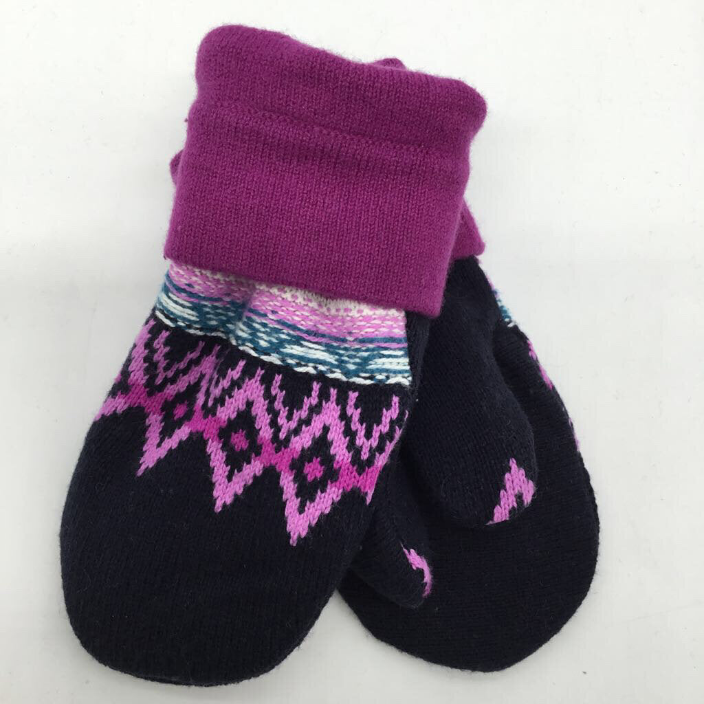 Sweater Mitten - Navy/Purple WOOL Blend