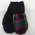 Sweater Mitten - Black/Green Plaid Wool Blend