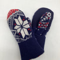 Sweater Mitten - Blue Snowflake Wool Blend