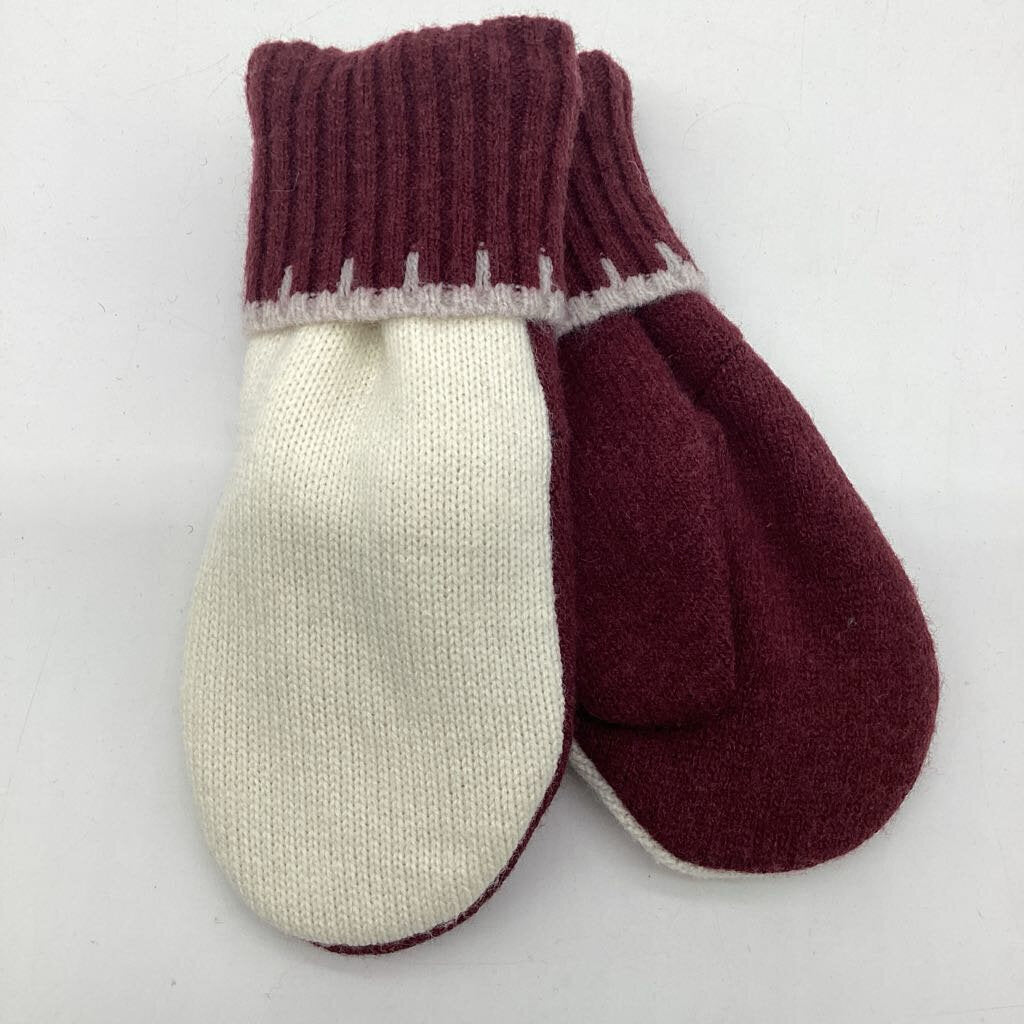 Sweater Mitten - White/Maroon Non Wool
