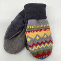 Sweater Mitten - Gray/Yellow 100% Wool
