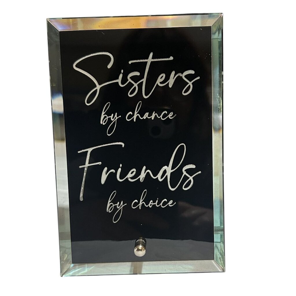 Black Glass Plaque Sisters